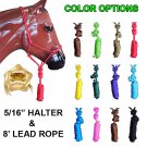 NEW PROFESSIONAL 5/16 in. POLY ROPE HALTER HEADSTALL W/ 8 ft. LEAD - HORSE SIZE