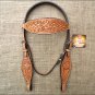 S42 HILASON WESTERN HAND TOOL FLORAL LEATHER HORSE BRIDLE HEADSTALL - LIGHT OIL