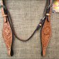 S42 HILASON WESTERN HAND TOOL FLORAL LEATHER HORSE BRIDLE HEADSTALL - LIGHT OIL