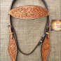 S42 HILASON WESTERN HAND TOOL FLORAL LEATHER HORSE BRIDLE HEADSTALL - LIGHT OIL