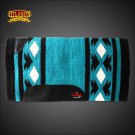 FE333-F HILASON WESTERN NEW ZEALAND WOOL HORSE SADDLE BLANKET WHITE BLACK TEAL
