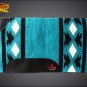 FE333-F HILASON WESTERN NEW ZEALAND WOOL HORSE SADDLE BLANKET WHITE BLACK TEAL