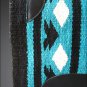FE333-F HILASON WESTERN NEW ZEALAND WOOL HORSE SADDLE BLANKET WHITE BLACK TEAL