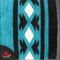 FE333-F HILASON WESTERN NEW ZEALAND WOOL HORSE SADDLE BLANKET WHITE BLACK TEAL