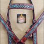 HILASON WESTERN LEATHER HORSE HEADSTALL BREAST COLLAR W/ RHINESTONES DARK OIL -S