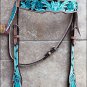 HILASON WESTERN LEATHER HORSE BRIDLE HEADSTALL FEATHER FRINGES TURQUOISE