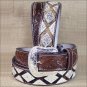 40 INCH WESTERN NOCONA LEATHER MENS BELT HAIR DIAMOND CONCHOS DARK BROWN