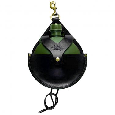 TUCKER CANTEEN AND LEATHER HOLDER WITH BRASS SNAP BLACK 2 QUARTS