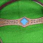 WESTERN LEATHER HORSE BRIDLE HEADSTALL BREAST COLLAR TAN W/ TURQUOISE CONCHO
