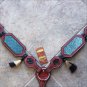 HILASON WESTERN LEATHER HORSE BREAST COLLAR MAHOGANY TURQUOISE INLAY
