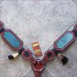 HILASON WESTERN LEATHER HORSE BREAST COLLAR MAHOGANY TURQUOISE INLAY
