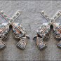 SET OF 2 CROSS GUN SHOOTING TURQUOISE RHINESTONE CRYSTAL CONCHO HEADSTALL TACK