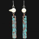 3D SILVER JUSTIN PATINA M FAUX IVORY BEADS HYPOALLERGENIC WOMEN LADIES EARRINGS