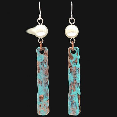 3D SILVER JUSTIN PATINA M FAUX IVORY BEADS HYPOALLERGENIC WOMEN LADIES EARRINGS