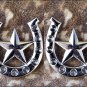 NICKEL FINISH HORSESHOE STAR DESIGN CONCHO HEADSTALL SADDLE COWBOY