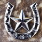 NICKEL FINISH HORSESHOE STAR DESIGN CONCHO HEADSTALL SADDLE COWBOY