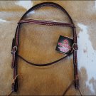 HILASON WESTERN HORSE LEATHER BROWBAND HEADSTALL DOUBLE PLY STITCHED