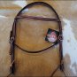 HILASON WESTERN HORSE LEATHER BROWBAND HEADSTALL DOUBLE PLY STITCHED