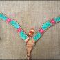 S272 NEW HILASON WESTERN LEATHER HORSE BREAST COLLAR HAND PAINT GREEN RED