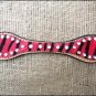 HILASON WESTERN LEATHER HORSE HEADSTALL  BREAST COLLAR REINS RED ZEBRA HAIR ON