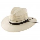 SMALL STETSON DIGGER NATURAL SHANTUNG STRAW HAT MADE IN USA LEATHER BAND