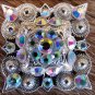 SET OF 2 SILVER FINISH AB STONE CRYSTAL RHINESTONE SQUARE CONCHOS HEADSTALL