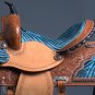 OS102NS-F WESTERN LEATHER BARREL RACING TRAIL PLEASURE SADDLE TURQUOISE ZEBRA 14