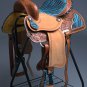 OS102NS-F WESTERN LEATHER BARREL RACING TRAIL PLEASURE SADDLE TURQUOISE ZEBRA 14