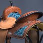OS102NS-F WESTERN LEATHER BARREL RACING TRAIL PLEASURE SADDLE TURQUOISE ZEBRA 14