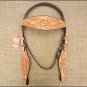 NEW HILASON WESTERN HAND TOOL LEATHER HORSE BRIDLE HEADSTALL TAN