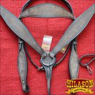 HILASON WESTERN LEATHER HORSE HEADSTALL BREAST COLLAR DARK BROWN RUSTIC VINTAGE
