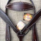 S463 HILASON WESTERN LEATHER HORSE BRIDLE HEADSTALL BREAST COLLAR - DARK BROWN