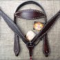 S463 HILASON WESTERN LEATHER HORSE BRIDLE HEADSTALL BREAST COLLAR - DARK BROWN