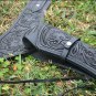 HILASON WESTERN GUN HOLSTER RIG CALIBER HAND TOOLED LEATHER COWBOY BLACK SIZE 44