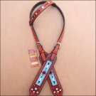 HILASON WESTERN LEATHER BRIDLE HEADSTALL MAHOGANY TURQUOISE BEADED INLAY