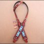 HILASON WESTERN LEATHER BRIDLE HEADSTALL MAHOGANY TURQUOISE BEADED INLAY
