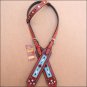HILASON WESTERN LEATHER BRIDLE HEADSTALL MAHOGANY TURQUOISE BEADED INLAY