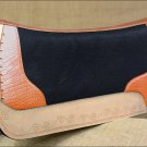 FP835-F HILASON WESTERN WOOL FELT SADDLE PAD W/ ORANGE ALLIGATOR PRINT LEATHER