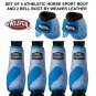 SET OF 4 BLUE QUATREFOIL ATHLETIC HORSE LEG BOOT AND 2 NO TURN BELL BOOTS WEAVER