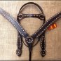 HILASON WESTERN LEATHER HORSE BRIDLE HEADSTALL BREAST COLLAR WITH STUDS - BLACK