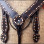 HILASON WESTERN LEATHER HORSE BRIDLE HEADSTALL BREAST COLLAR WITH STUDS - BLACK