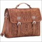 AW424 AMERICAN WEST TAN LEATHER BRIEFCASE LAPTOP BAG SHOULDER HANDBAG