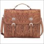 AW424 AMERICAN WEST TAN LEATHER BRIEFCASE LAPTOP BAG SHOULDER HANDBAG