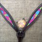 HILASON WESTERN LEATHER HORSE BREAST COLLAR BLACK W/ BUBBLES INLAY