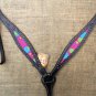 HILASON WESTERN LEATHER HORSE BREAST COLLAR BLACK W/ BUBBLES INLAY