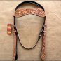 HILASON WESTERN LEATHER HORSE BRIDLE HEADSTALL BREAST COLLAR TAN W/ PINK FRINGES