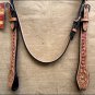 HILASON WESTERN LEATHER HORSE BRIDLE HEADSTALL BREAST COLLAR TAN W/ PINK FRINGES