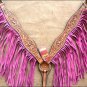 HILASON WESTERN LEATHER HORSE BRIDLE HEADSTALL BREAST COLLAR TAN W/ PINK FRINGES