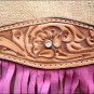 HILASON WESTERN LEATHER HORSE BRIDLE HEADSTALL BREAST COLLAR TAN W/ PINK FRINGES