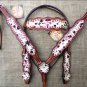 S41 HILASON WESTERN COWHIDE HAIR ON LEATHER HORSE BRIDLE HEADSTALL BREAST COLLAR